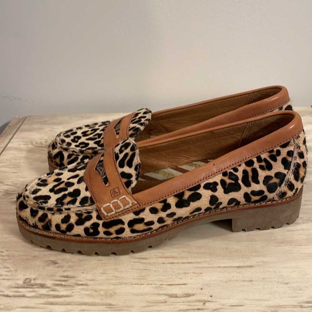 Sperry Calf Hair Leopard Print Top Sider loafers - image 4