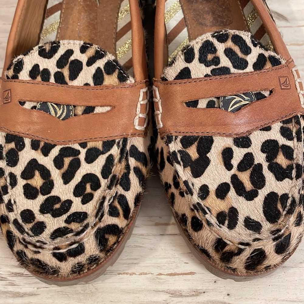 Sperry Calf Hair Leopard Print Top Sider loafers - image 6