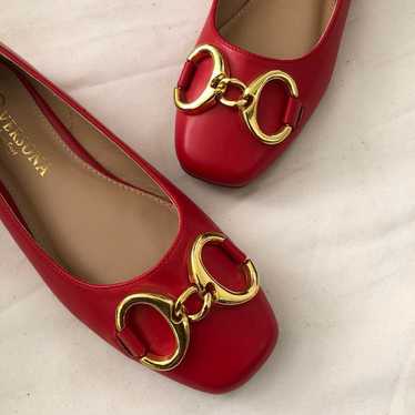 Versona Red ballet flats maryjanes gold buckle de… - image 1