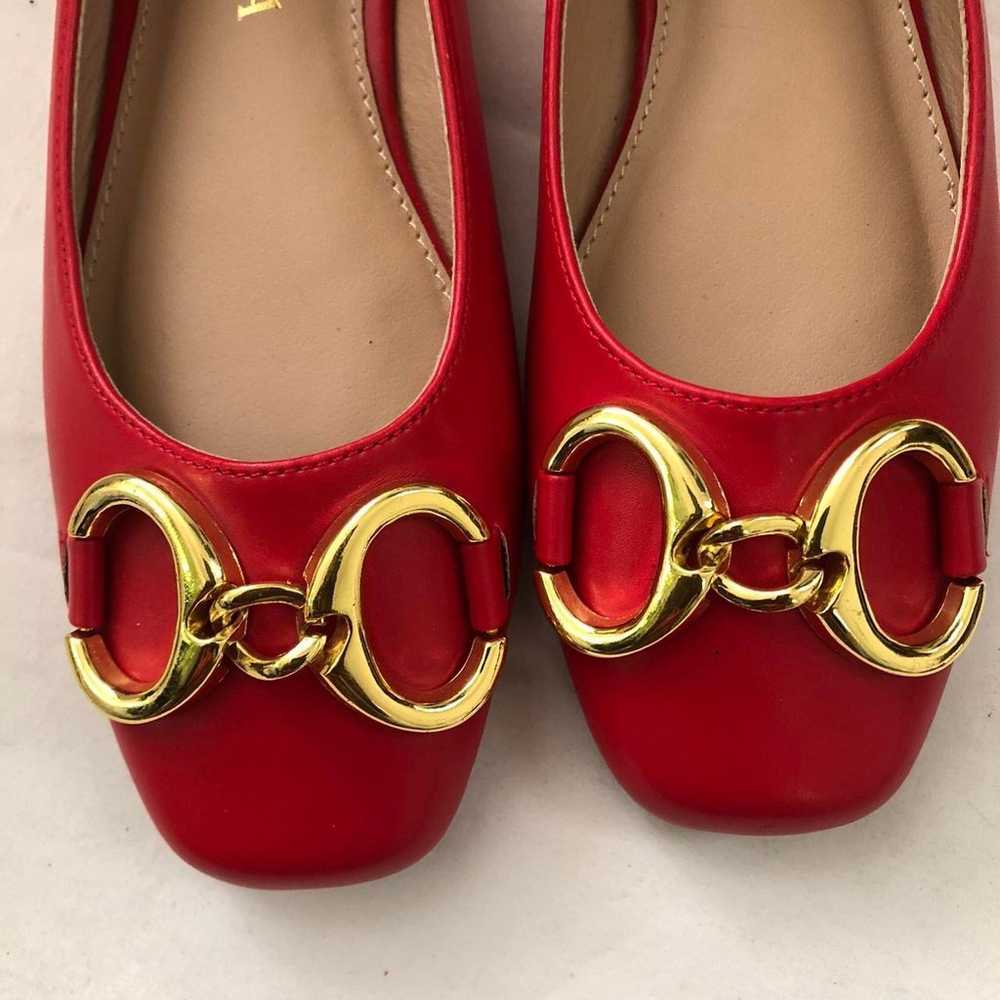 Versona Red ballet flats maryjanes gold buckle de… - image 2