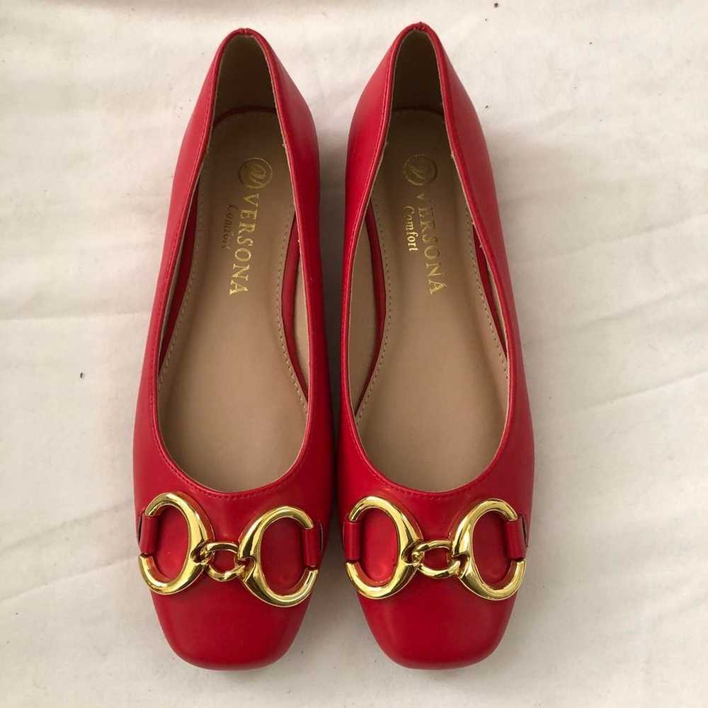 Versona Red ballet flats maryjanes gold buckle de… - image 3