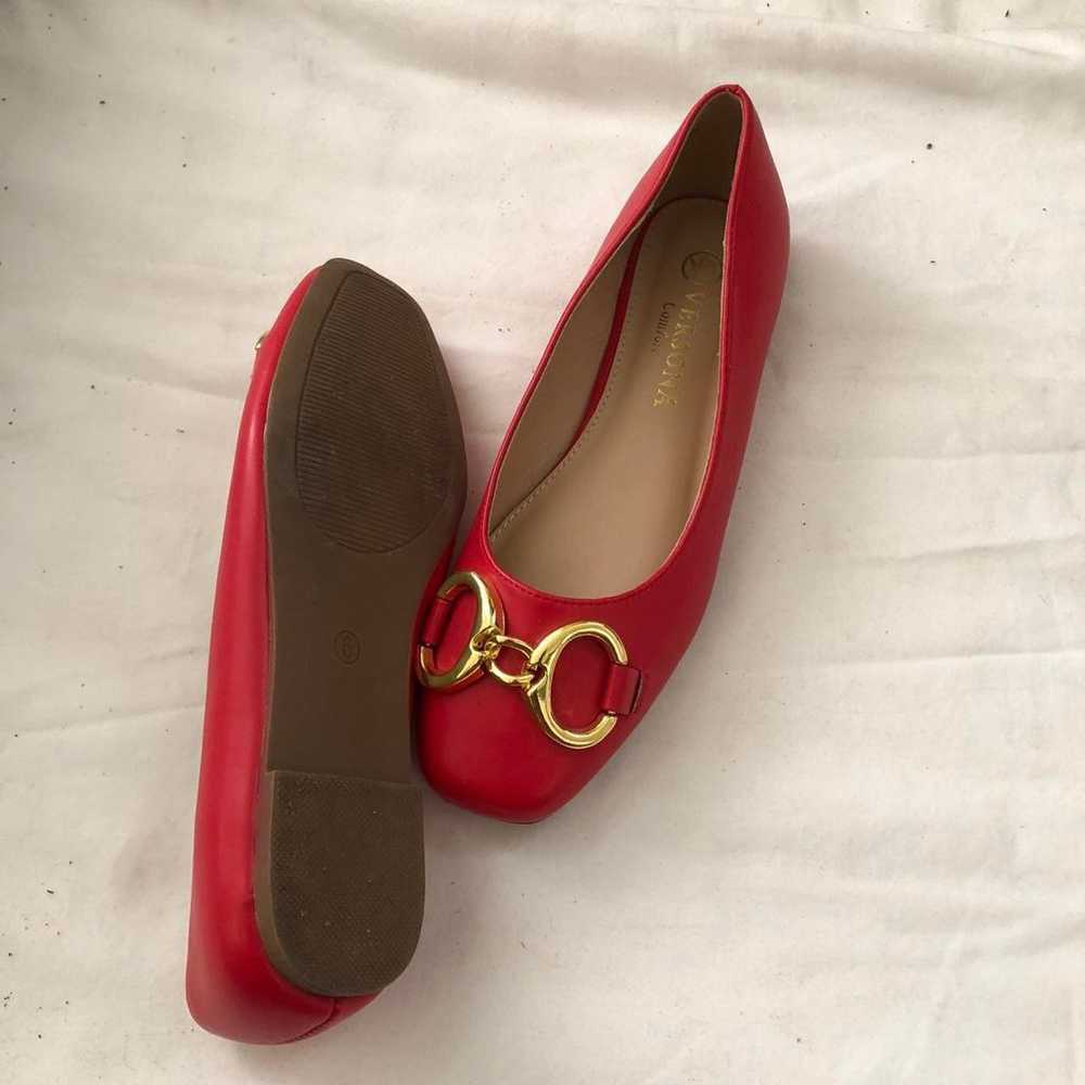 Versona Red ballet flats maryjanes gold buckle de… - image 7