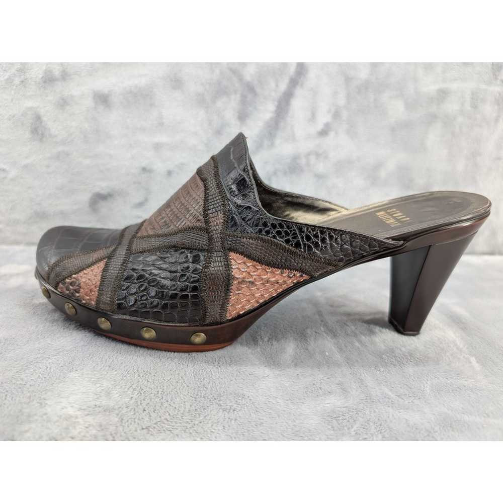 Stuart Weitzman brown leather patch 3" pump heels… - image 1