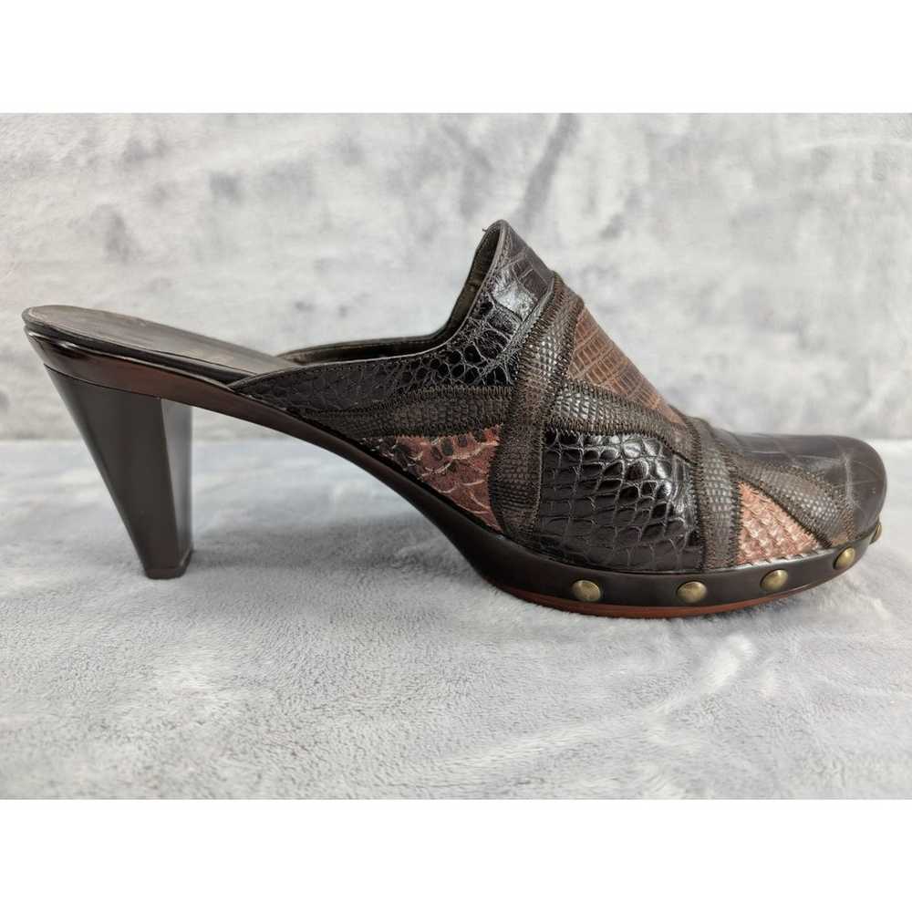 Stuart Weitzman brown leather patch 3" pump heels… - image 2