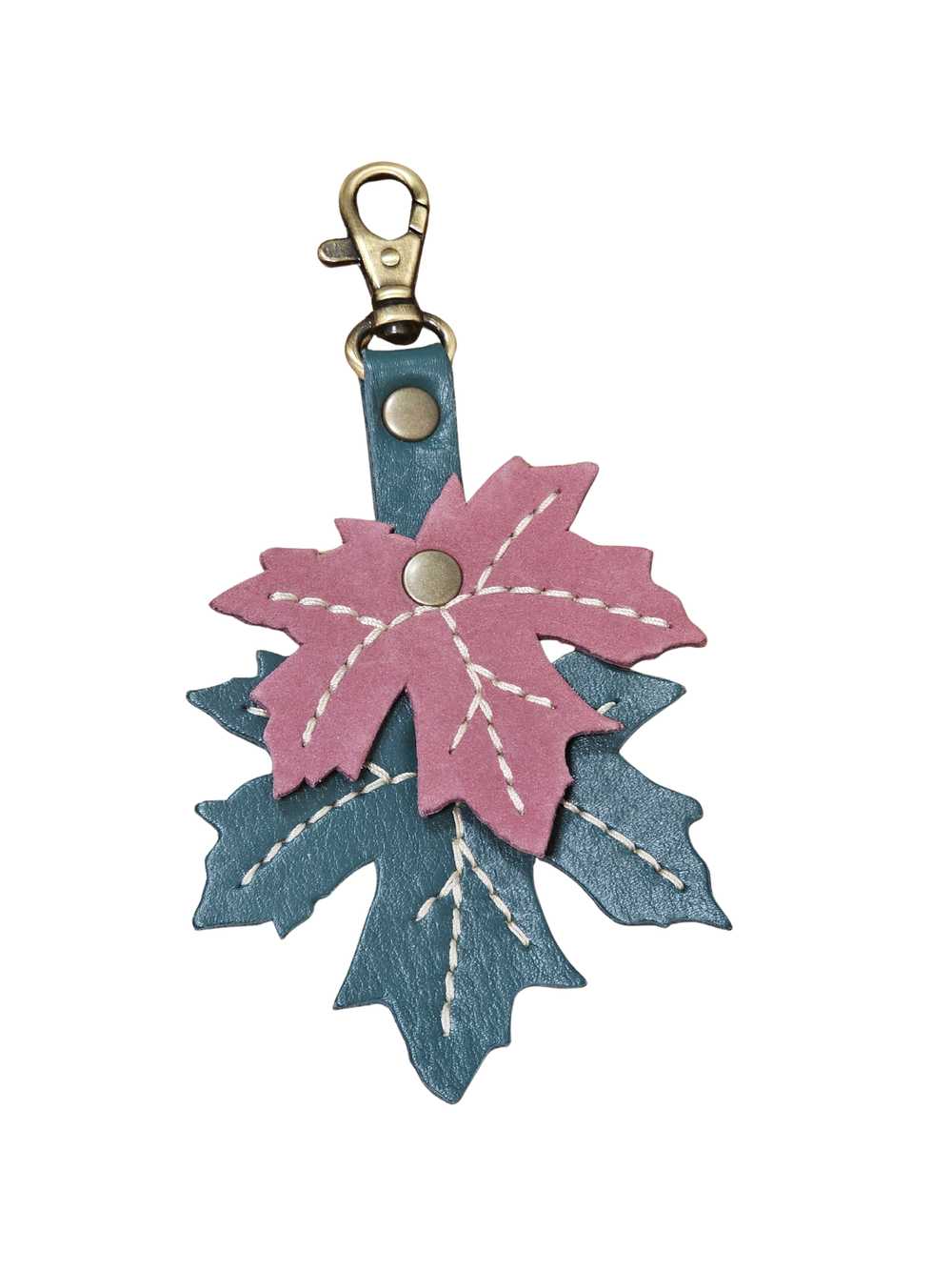 Portland Leather Foxglove & Peacock Maple Keychain - image 1