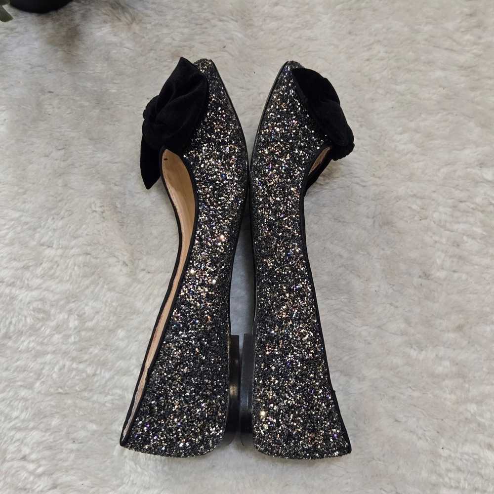 Betsey Johnson Silvery Glittered Flats with Black… - image 7