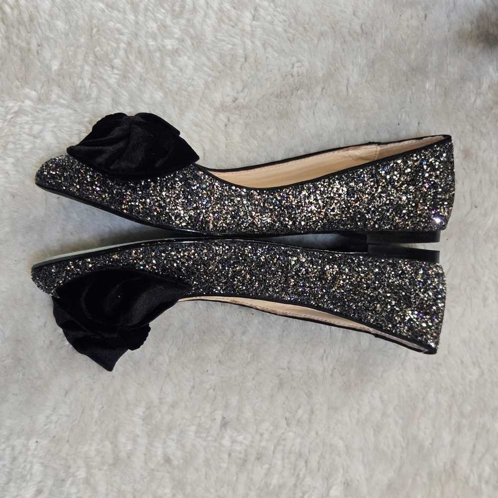 Betsey Johnson Silvery Glittered Flats with Black… - image 8