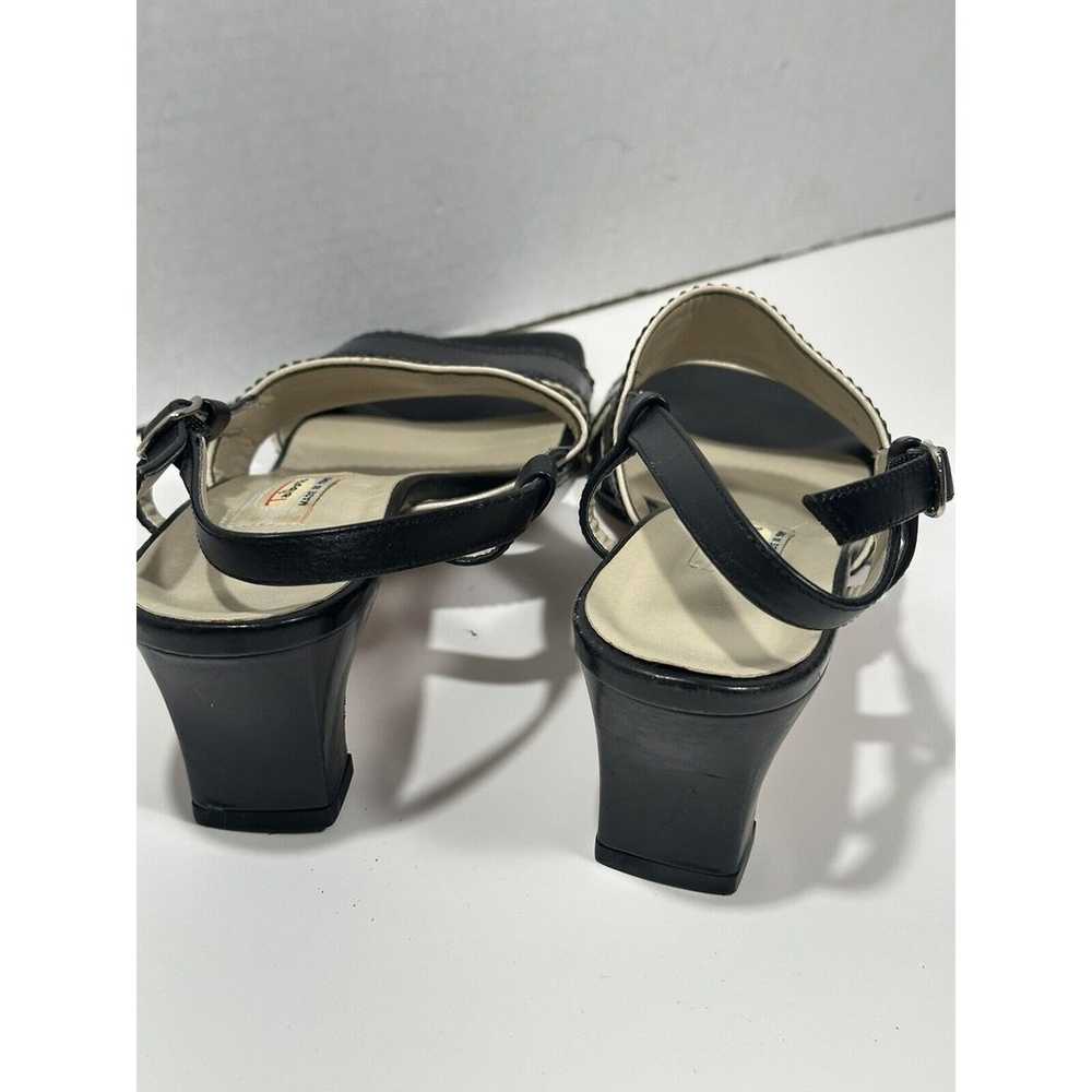 Talbots Black Leather Beige Trim Sandals Size 8 N… - image 5