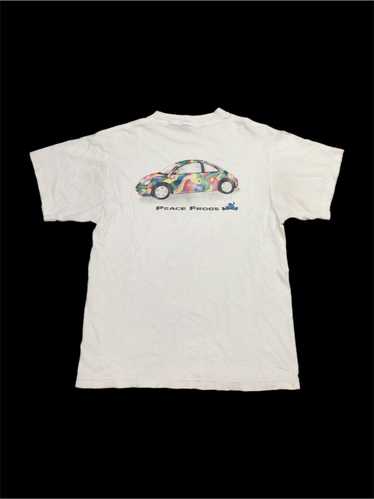 Vintage 90s Peace Frogs Bug Car Tee