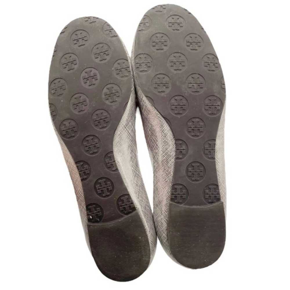 Tory Burch Reva Flat Silver Pewter Leather Large … - image 12