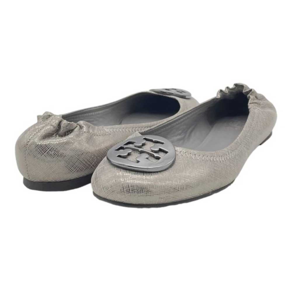 Tory Burch Reva Flat Silver Pewter Leather Large … - image 2