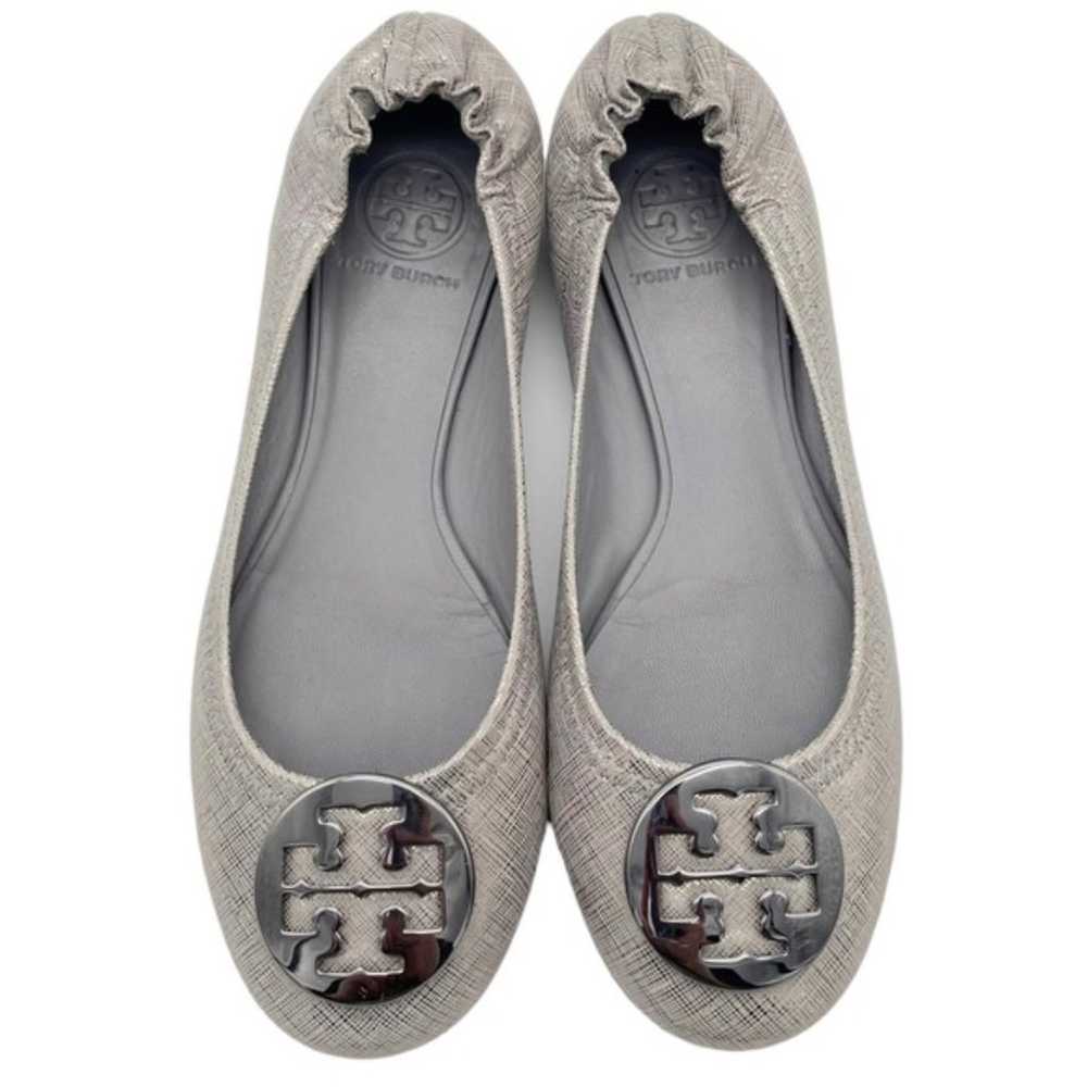 Tory Burch Reva Flat Silver Pewter Leather Large … - image 6