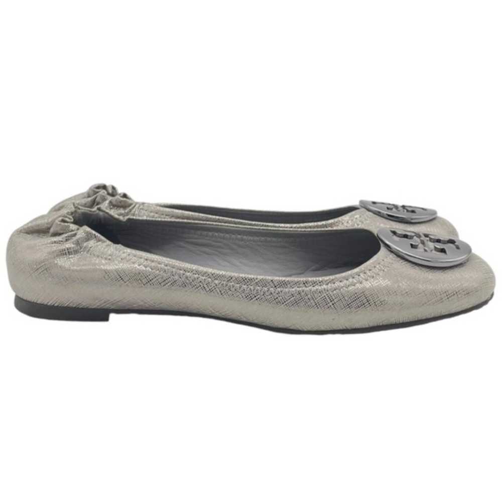 Tory Burch Reva Flat Silver Pewter Leather Large … - image 8