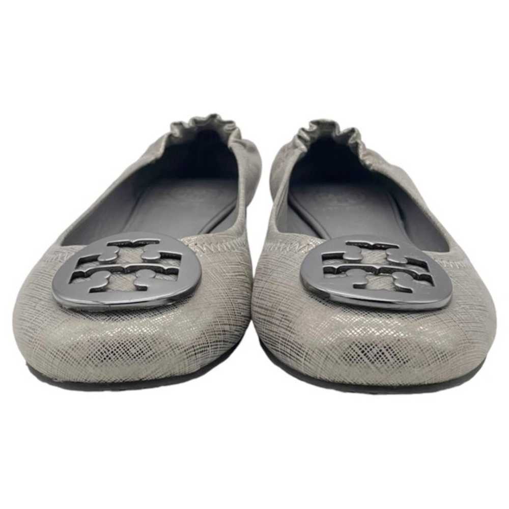 Tory Burch Reva Flat Silver Pewter Leather Large … - image 9