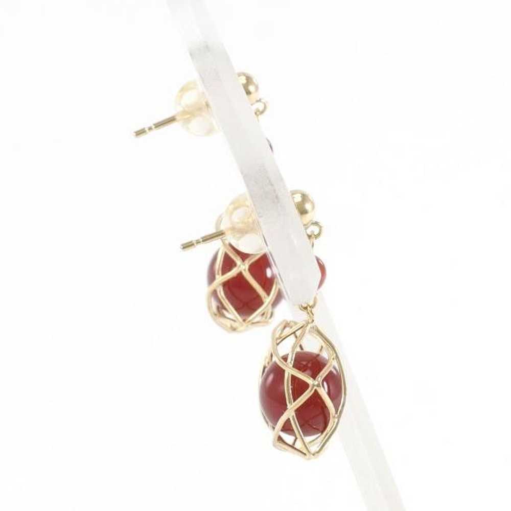 Other Other K18 Yellow Gold Agate Earrings Metal … - image 2