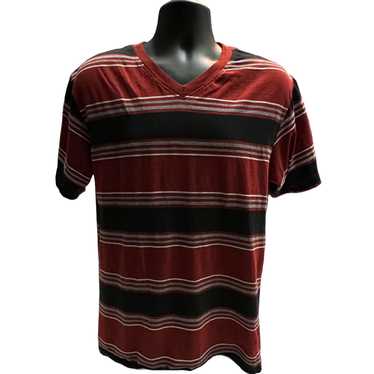 Airwalk Airwalk Stripped Burgundy V Neck Shirt Siz