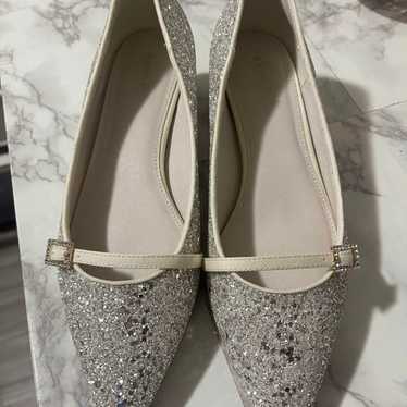 RANDA Silver Glitter Pointed Toe Pumps - image 1