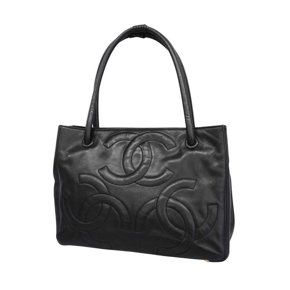 Chanel Triple Coco Black Leather Tote Bag (Pre-Ow… - image 1