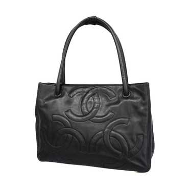 Chanel Triple Coco Black Leather Tote Bag (Pre-Ow… - image 1