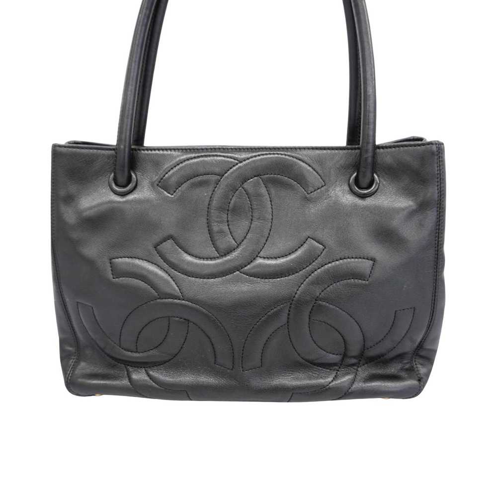 Chanel Triple Coco Black Leather Tote Bag (Pre-Ow… - image 2