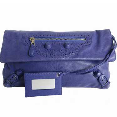 Balenciaga City Purple Leather Clutch Bag (Pre-Own