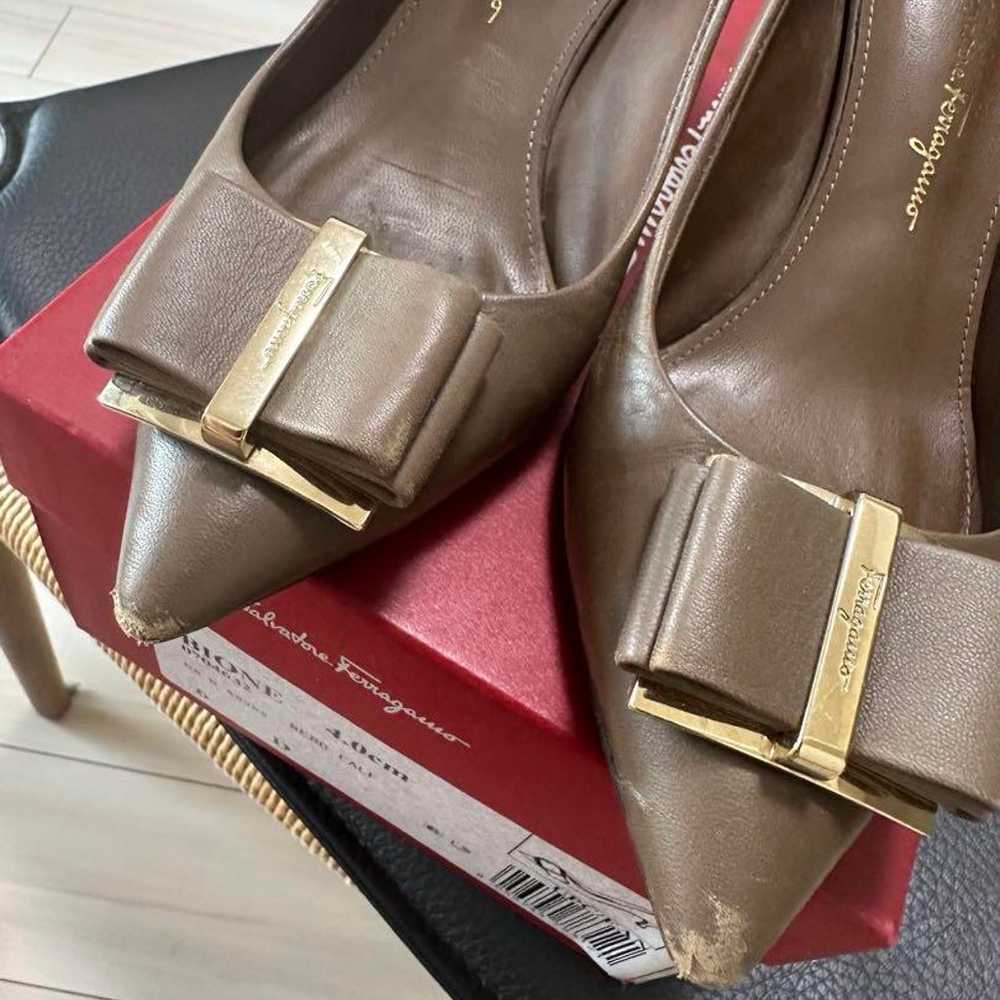 Salvatore Ferragamo Beige Mocha High Heels G39 - image 4