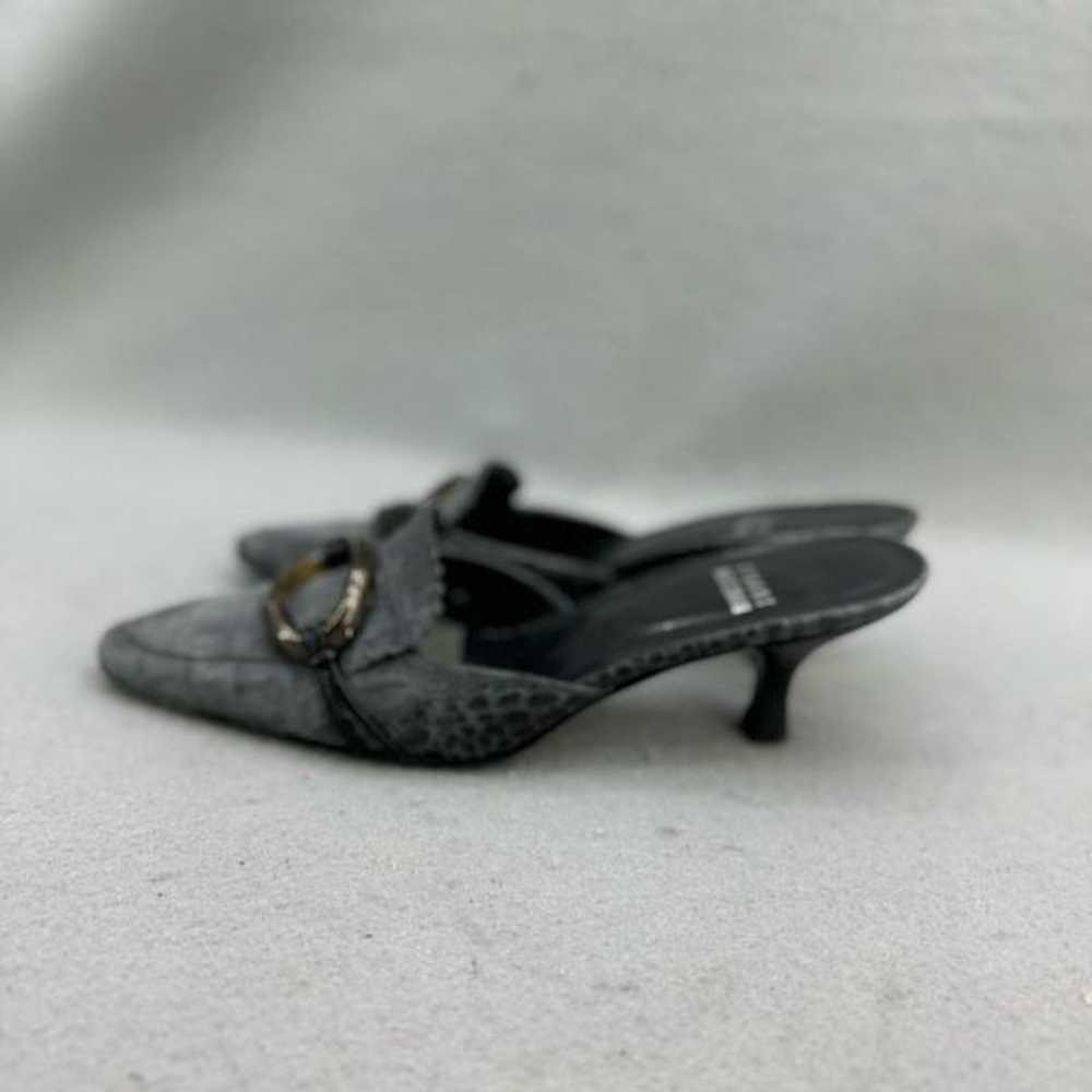 Y2K Stuart Weitzman Gray Leather Crocodile Emboss… - image 3