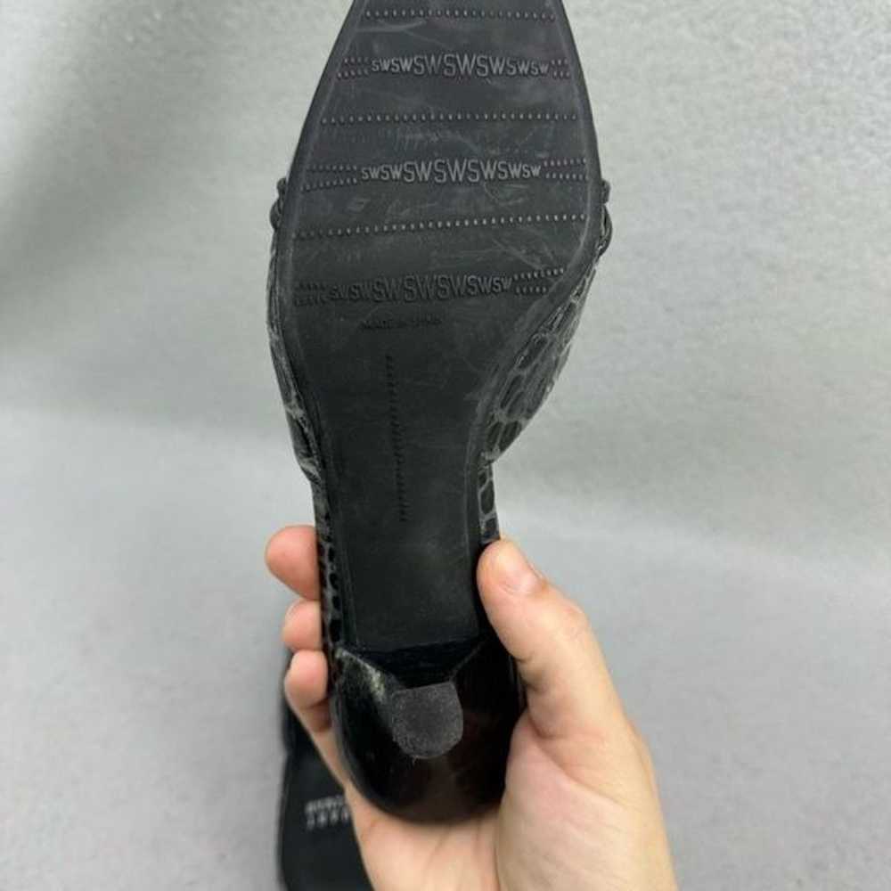 Y2K Stuart Weitzman Gray Leather Crocodile Emboss… - image 5