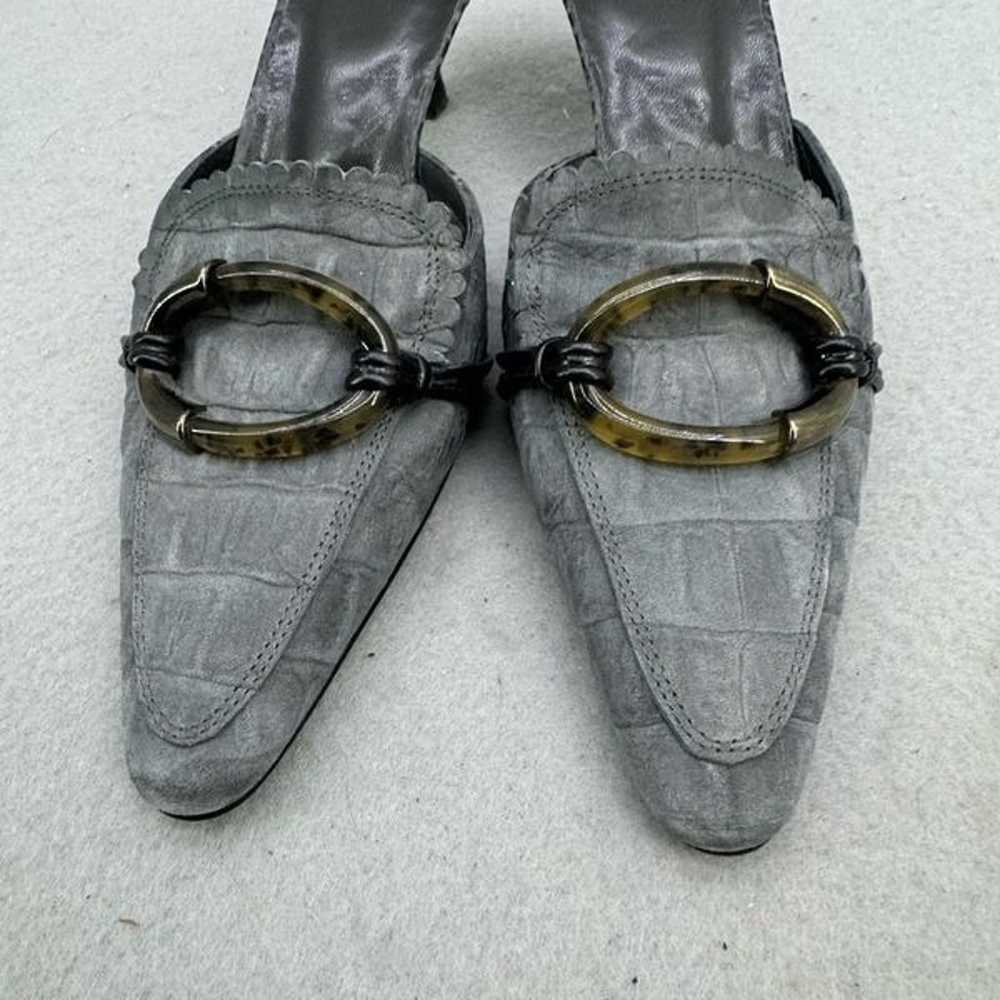 Y2K Stuart Weitzman Gray Leather Crocodile Emboss… - image 7