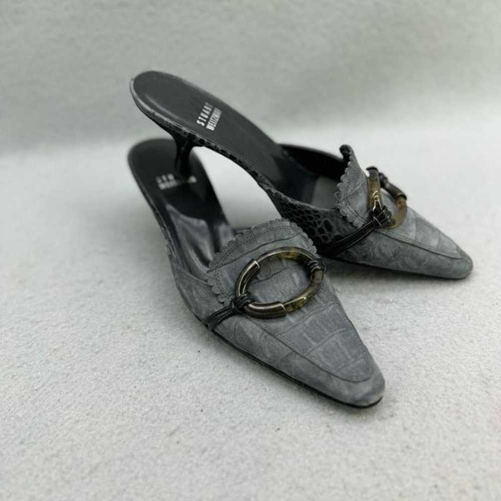 Y2K Stuart Weitzman Gray Leather Crocodile Emboss… - image 9