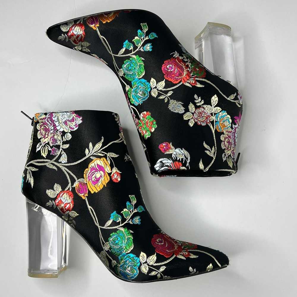 Privileged Audra Black Floral Ankle Bootie Heels … - image 3