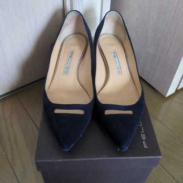 PELLICO Navy Suede Pumps with Cut-out Design