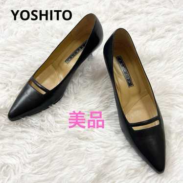 YOSHITO Leather Pointed Pumps Black / Black