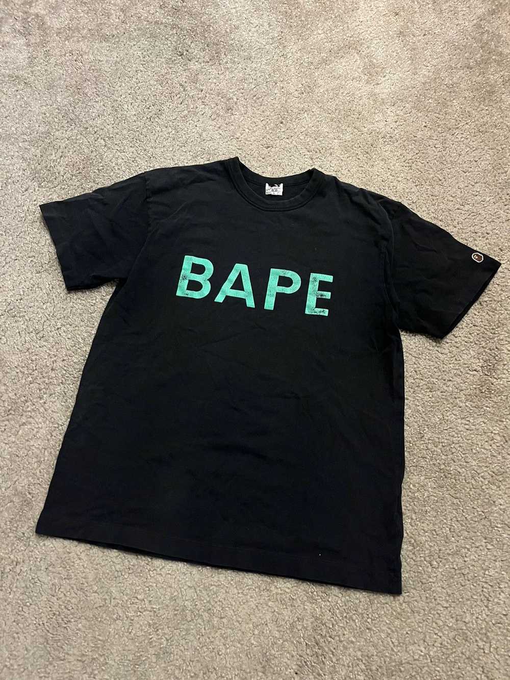 Bape × Nigo Bape 2000’s Spellout Tee Black Green L - image 1