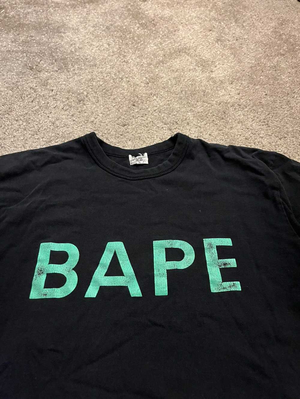 Bape × Nigo Bape 2000’s Spellout Tee Black Green L - image 3