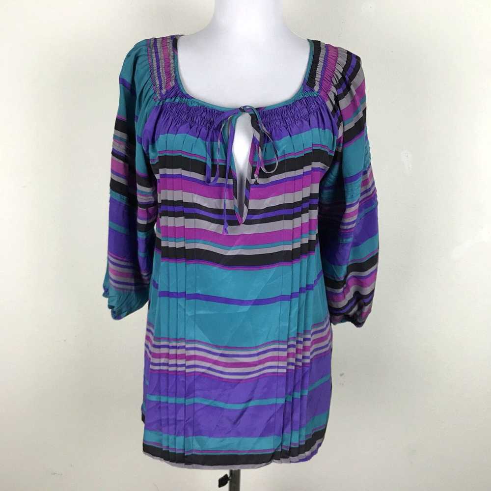 Vintage Yumi Kim Blouse Size S Purple Pink Green … - image 1