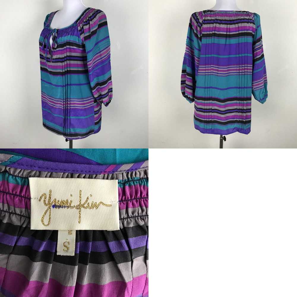 Vintage Yumi Kim Blouse Size S Purple Pink Green … - image 4