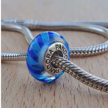 pandora PANDORA Blue Murano Charm Sterling Silver 