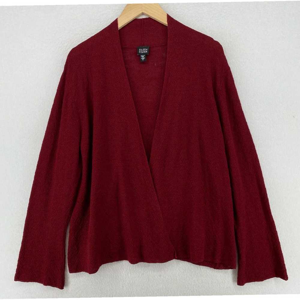 Eileen Fisher Luxurious Red Long Sleeve Open Fron… - image 1