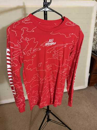 100 Thieves 100T Red Geography Long Sleeve Tee - … - image 1