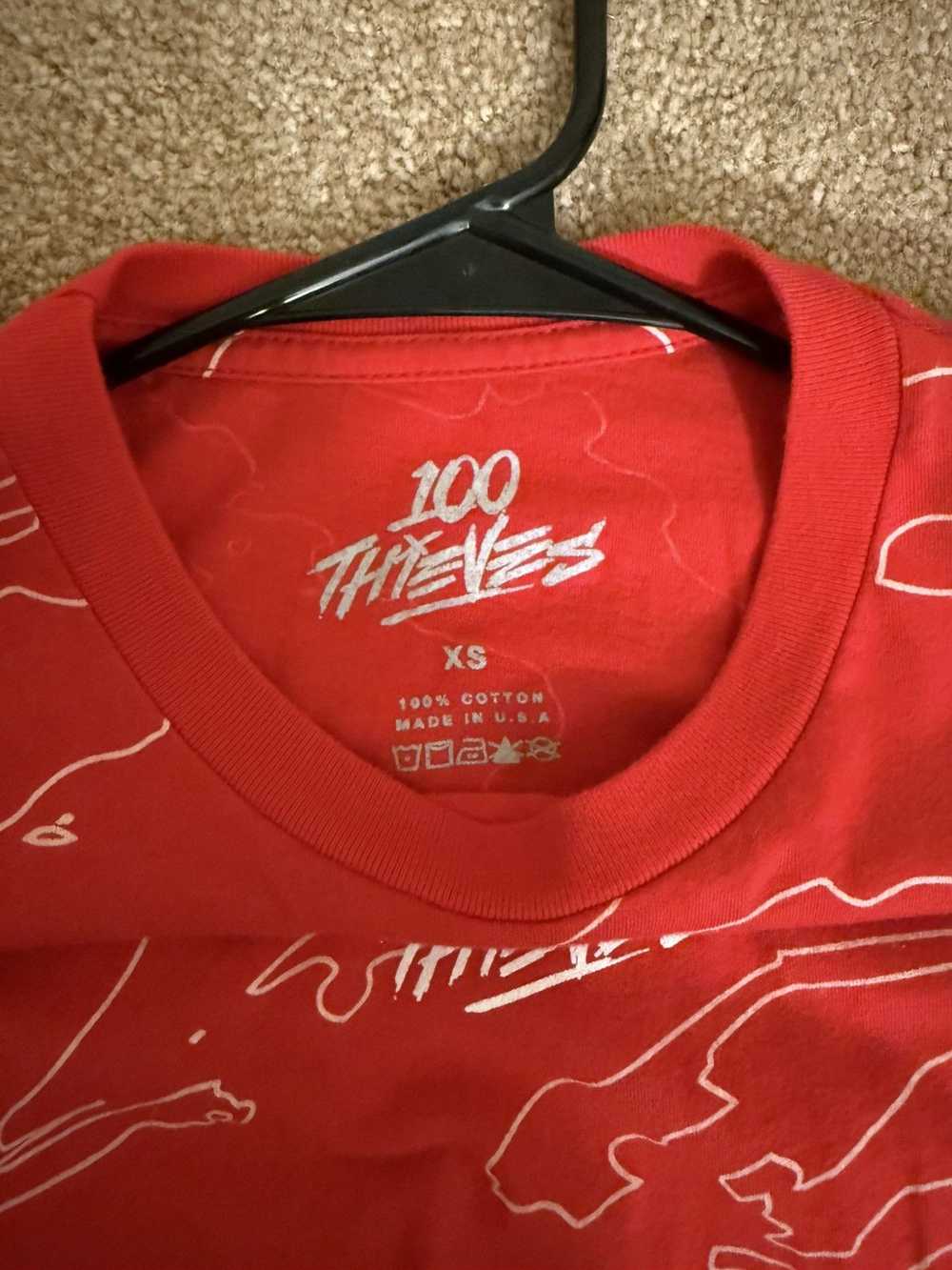 100 Thieves 100T Red Geography Long Sleeve Tee - … - image 3