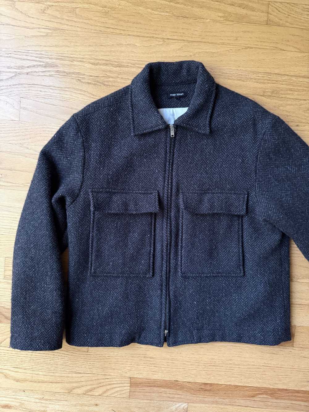 Evan Kinori Irish Lambswool Herringbone Zip Jacket - image 1