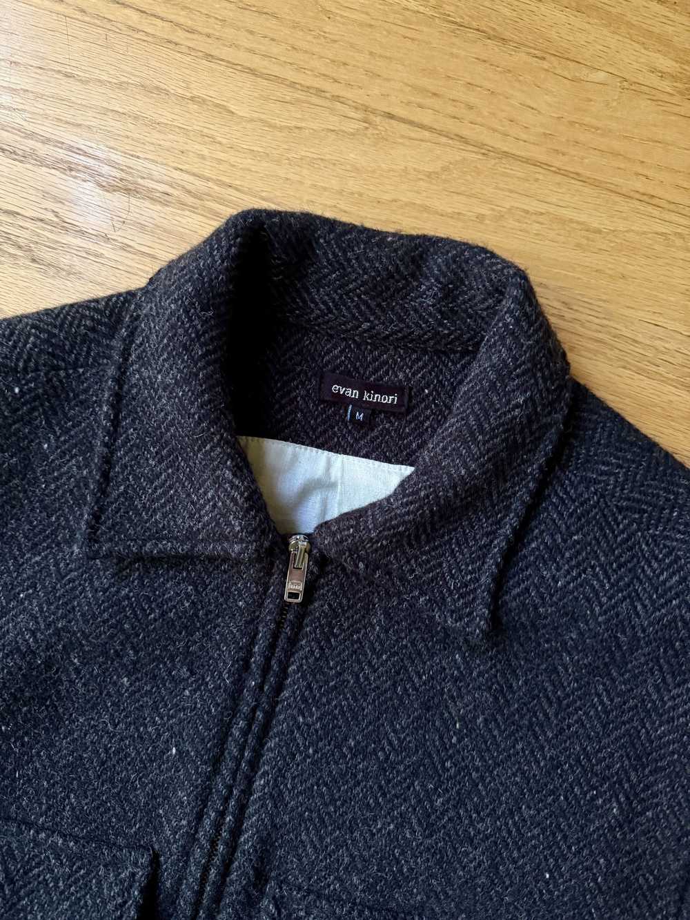 Evan Kinori Irish Lambswool Herringbone Zip Jacket - image 2