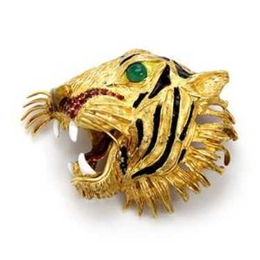 GUCCI Ivory Resin Tiger Head Brooch グッチ Gucci Tigerhead Brooch Pin Ivory Resin With Crystals Made in