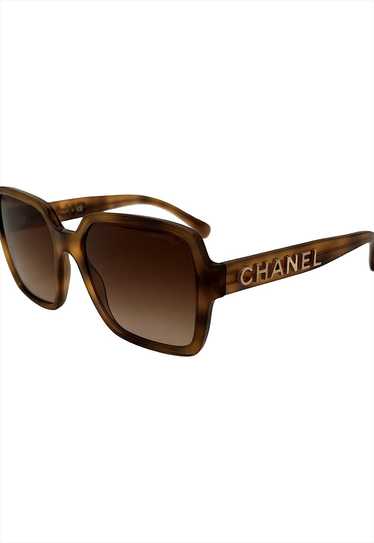 Chanel Sunglasses Square Oversized Brown Gold Log… - image 1