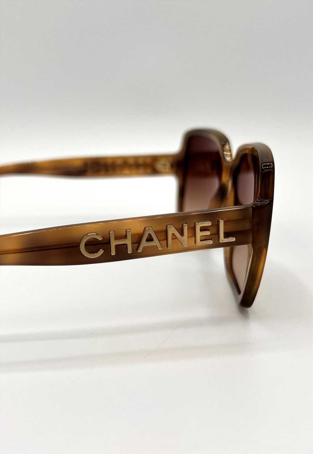 Chanel Sunglasses Square Oversized Brown Gold Log… - image 5