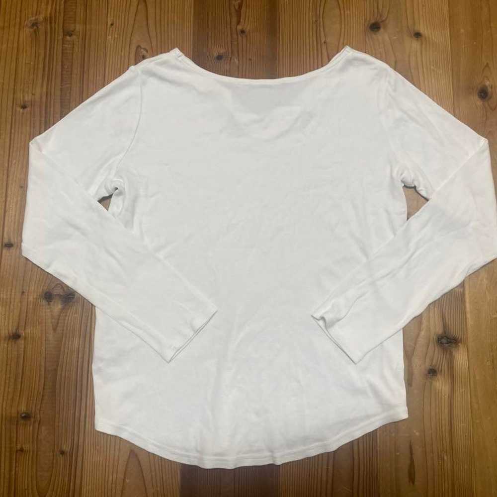 Vintage item: ANTIQUA white V-neck long sleeve T-… - image 2