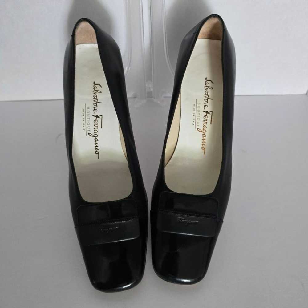 Salvatore Ferragamo Black Leather Pumps Size  7.5 - image 2