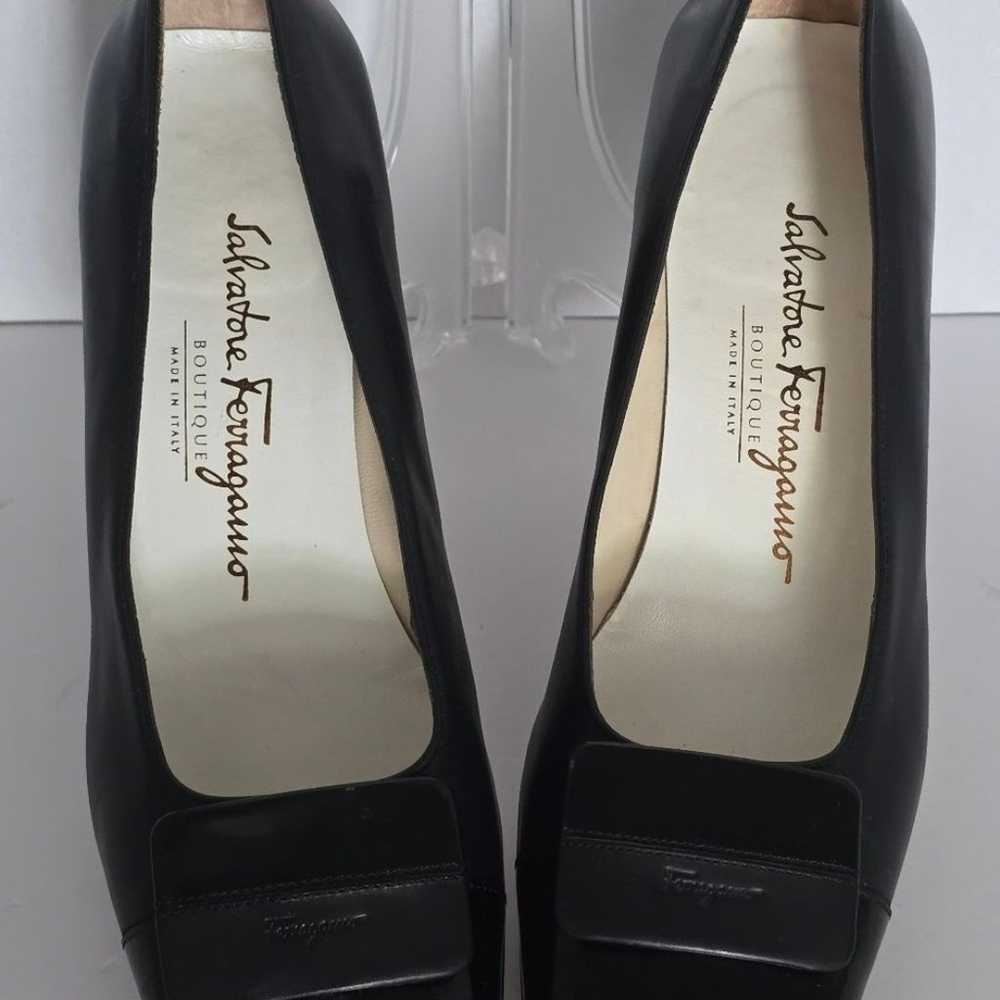 Salvatore Ferragamo Black Leather Pumps Size  7.5 - image 8