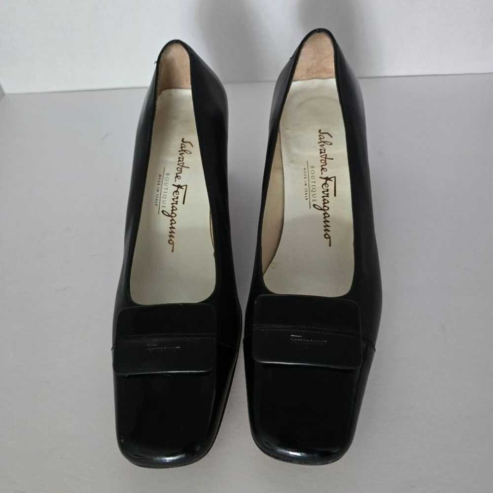 Salvatore Ferragamo Black Leather Pumps Size  7.5 - image 9